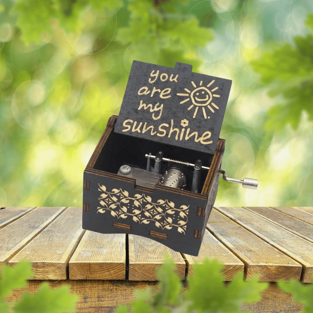 Vintage Hand-Cranked Wooden Music Box - 'You Are My Sunshine'