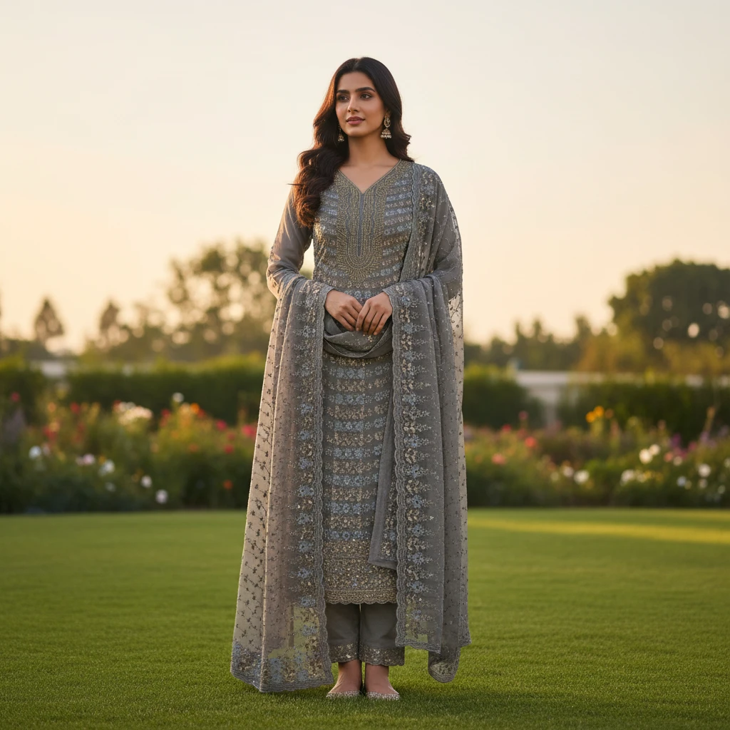 Indian Premium Georgette Silk Three Piece Set